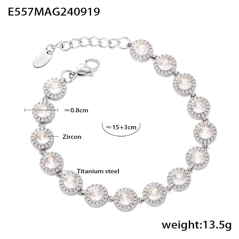 European And American Ins Style Love Shiny Zircon Stitching Bracelet Light Luxury Temperament