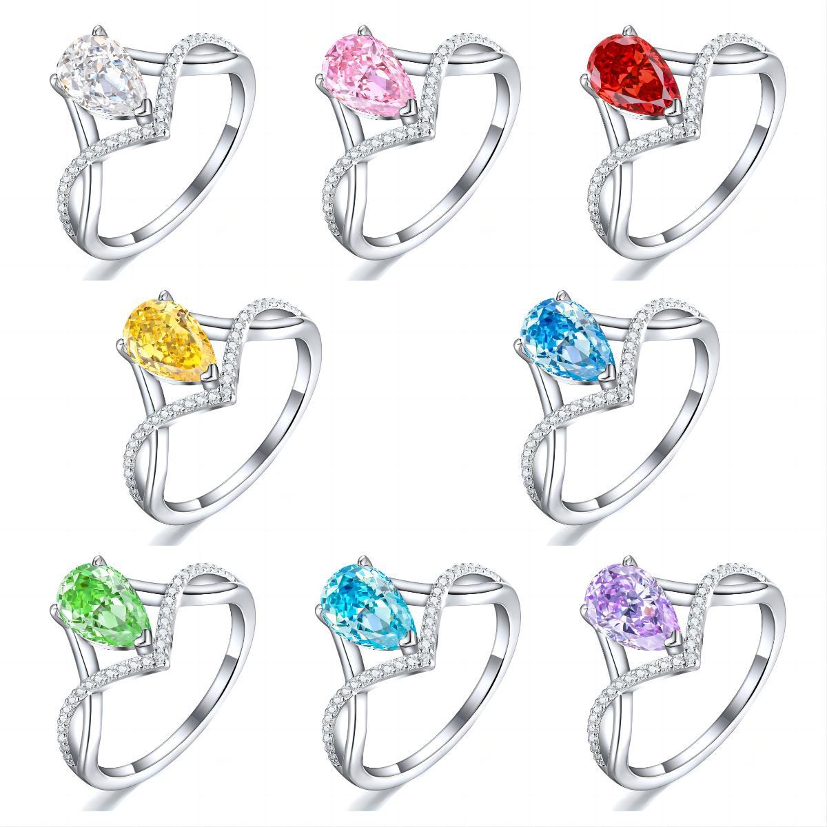 S925 Sterling Silver Inlaid High Carbon Rhinestone Ring Women
