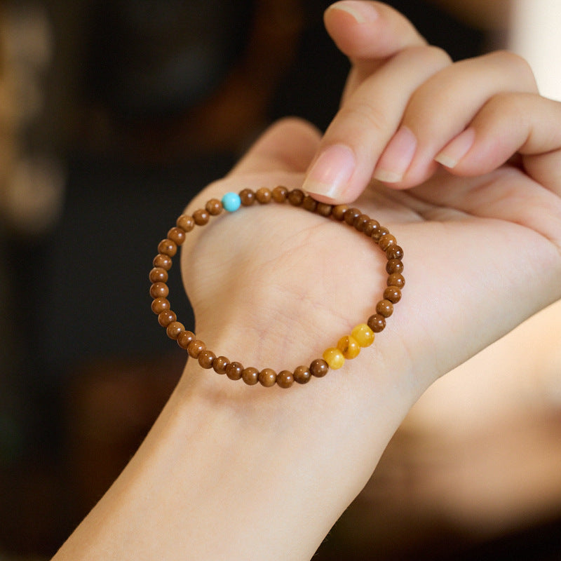 National Style Women's Natural Bodhi Tigereye Blue Crystal High-grade Bracelet