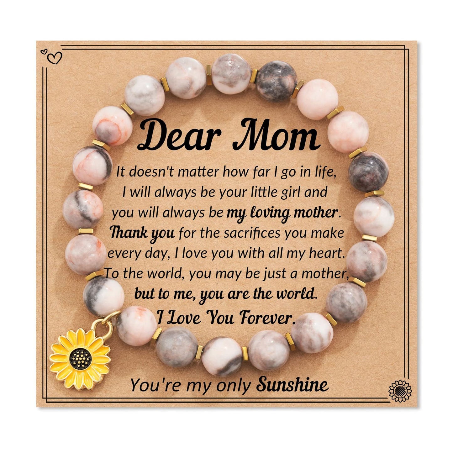 Zebra Sunflower Bracelet Natural Stone Bracelet