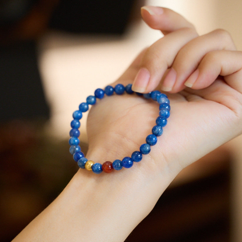 National Style Women's Natural Bodhi Tigereye Blue Crystal High-grade Bracelet