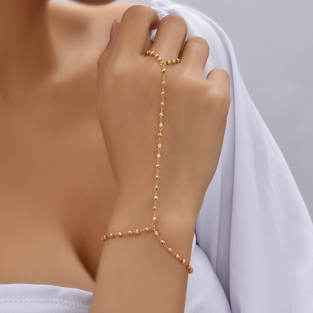 Small Beads Wafer Chain Ring Mitten-type Bracelet