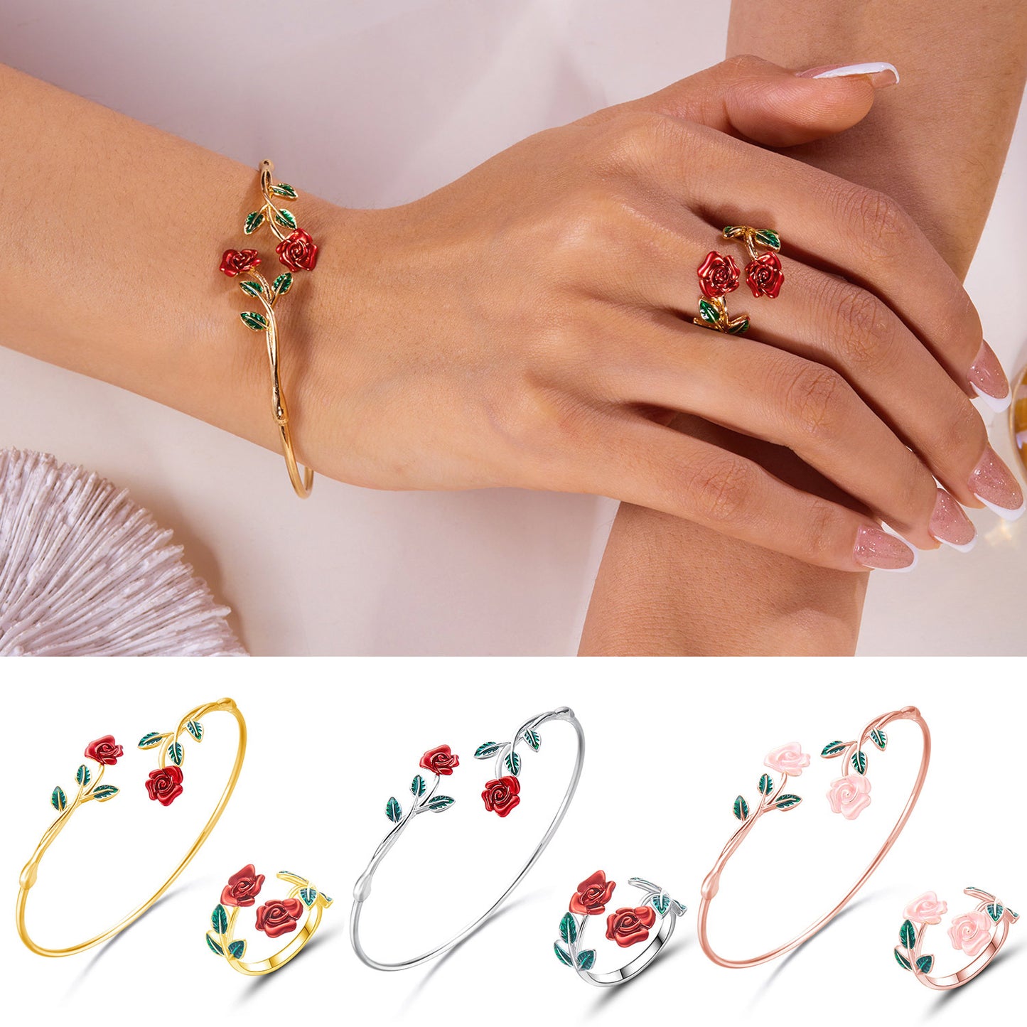 Bracelet Suit Dripping Rose Bracelet Ring Set Suit