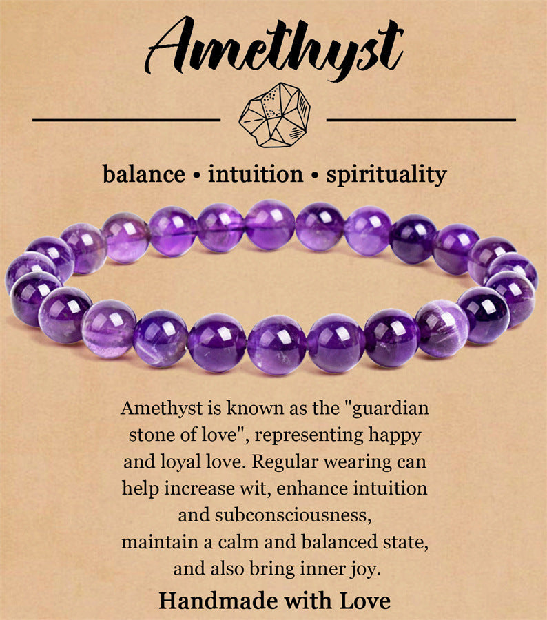 8mm Natural Stone Elastic Beaded Bracelet