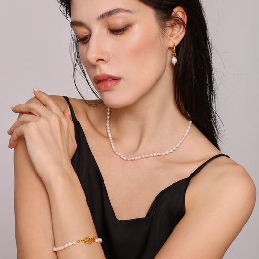 Baroque Freshwater Pearl Necklace Bracelet Earrings Ins Niche Sweet