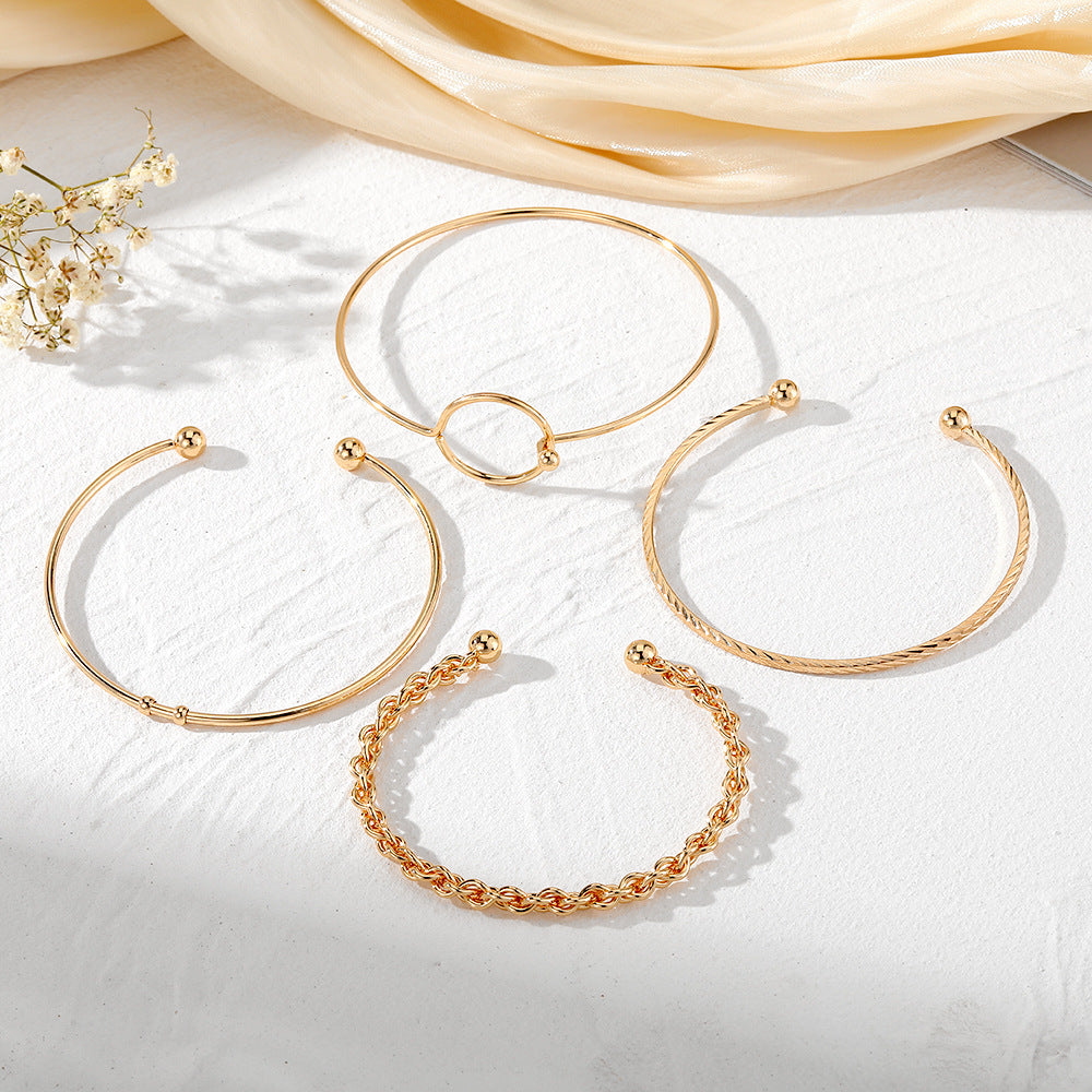 Fashion Hollowed-out Round Geometric Open Bracelet