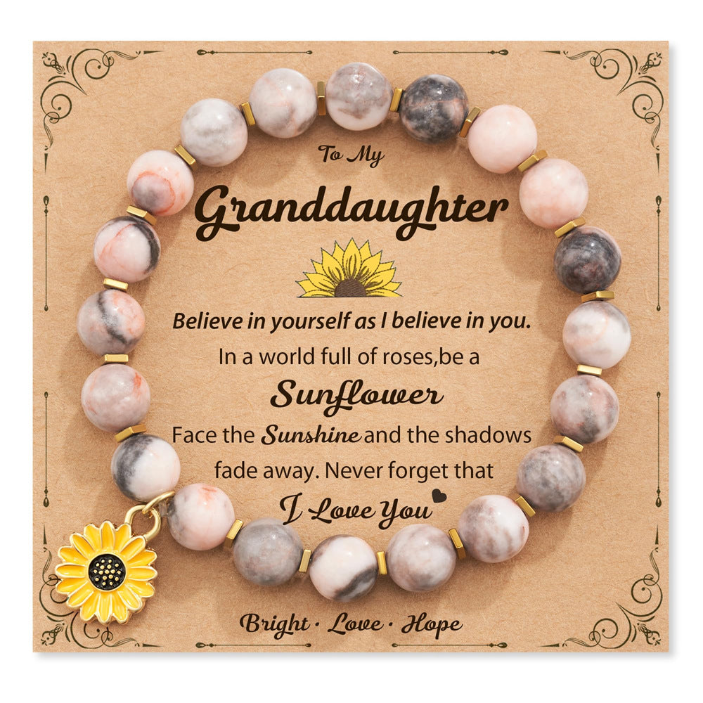 Zebra Sunflower Bracelet Natural Stone Bracelet