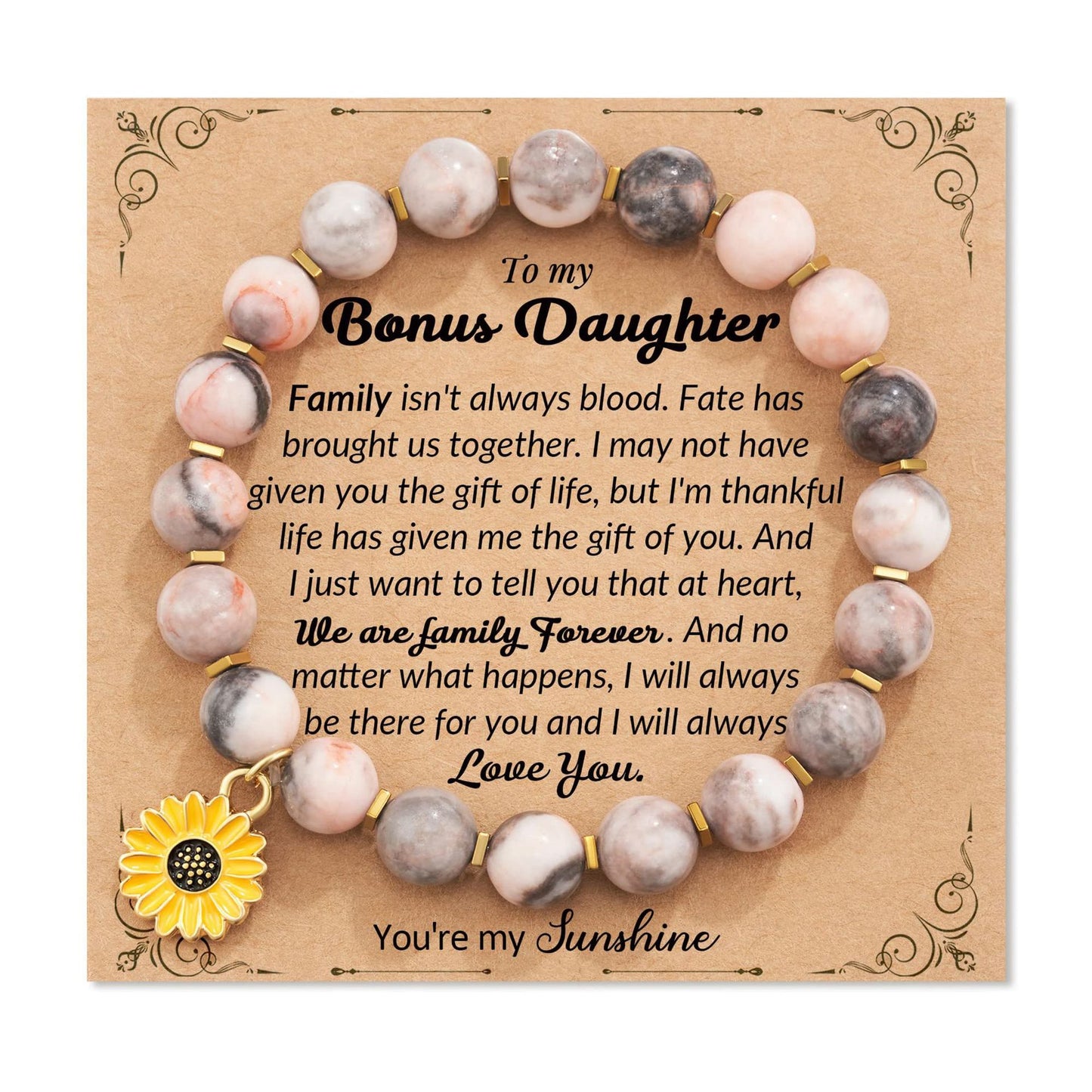 Zebra Sunflower Bracelet Natural Stone Bracelet