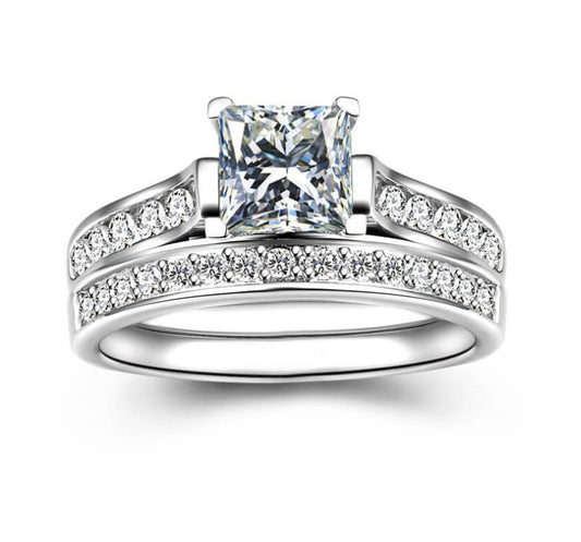 Men And Women Simple Fashion Zircon Ring Set
