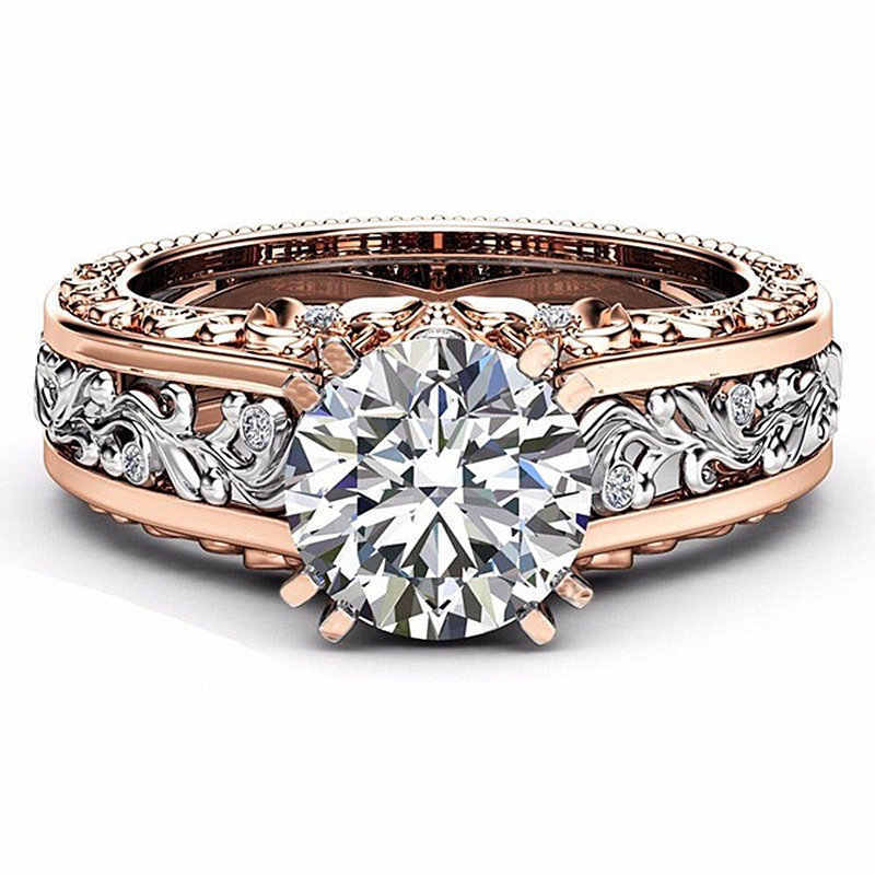 Women's Adjustable Fashionable Golden 925 Sterling Silver Diamond Ring