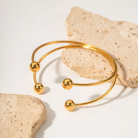 18K Gold Stainless Steel Classic Ball Bracelet