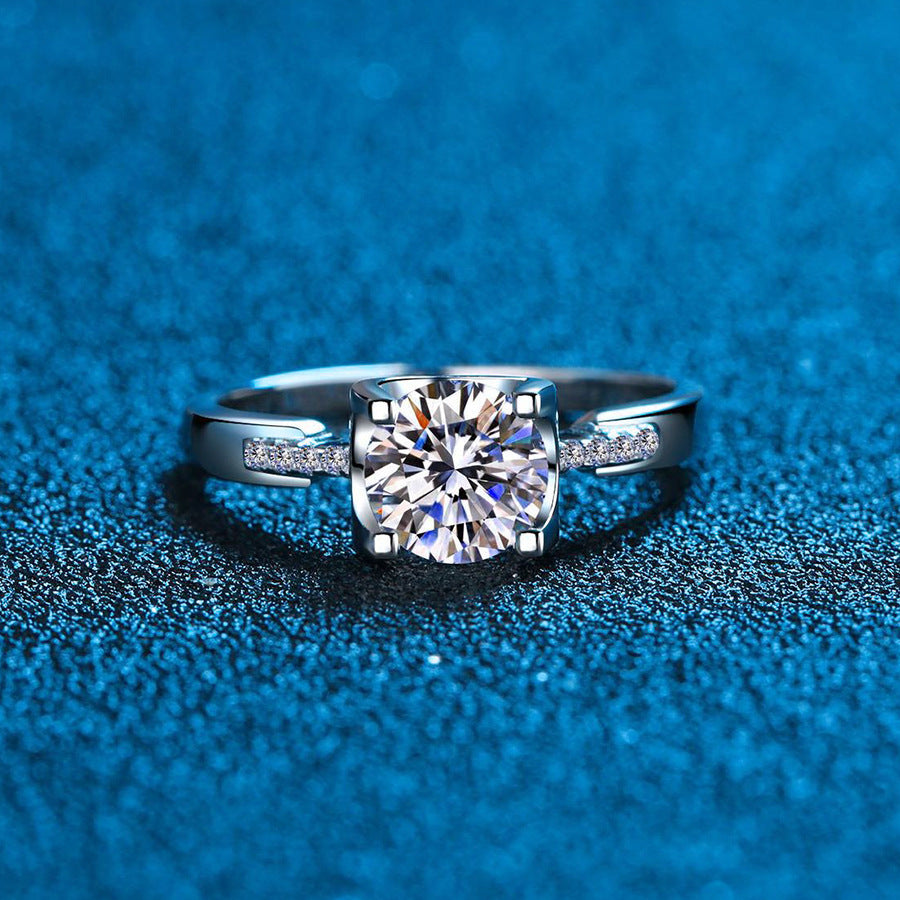 S925 Sterling Silver Cow Head Moissanite Ring Women