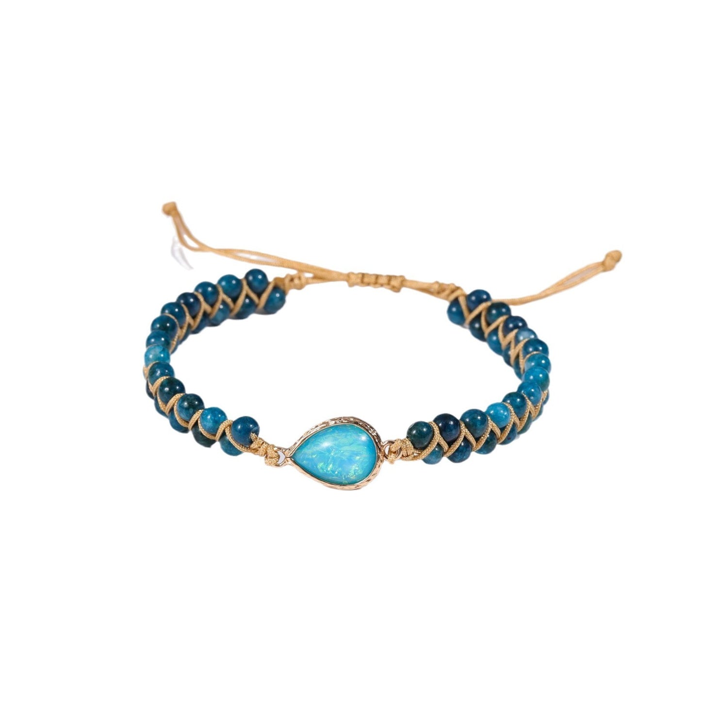 Cross-border Natural Stone Bracelet Water Drop Shape Sapphire Couple Woven Bracelet