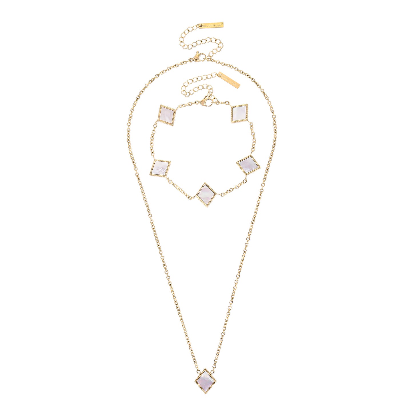 Square Natural White Shell Pendant Collarbone Necklace Bracelet