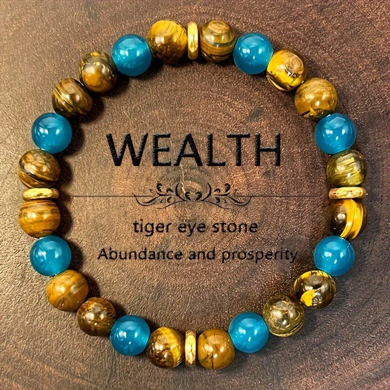 A Wealth-attracting Tiger's Eye Stone Bracelet - The Natural Beads Symbolize Wealth And Bring Abundance And Prosperity. It Is A Crystal Bracelet Jewelry Gift That Brings Peace And Good Luck