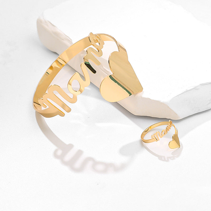 European And American Letters Mama Bracelet Ring Suit
