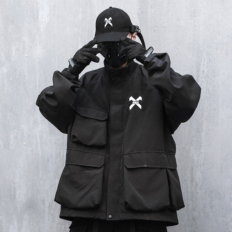 Functional Wind Large Pockets Stand-up Collar Jacket Men