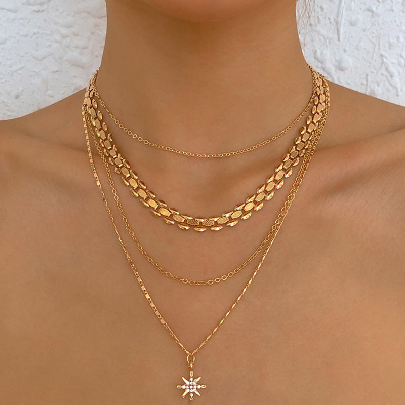 Multilayer Trend Elegant Jewelry Long Snake Chain Crystal