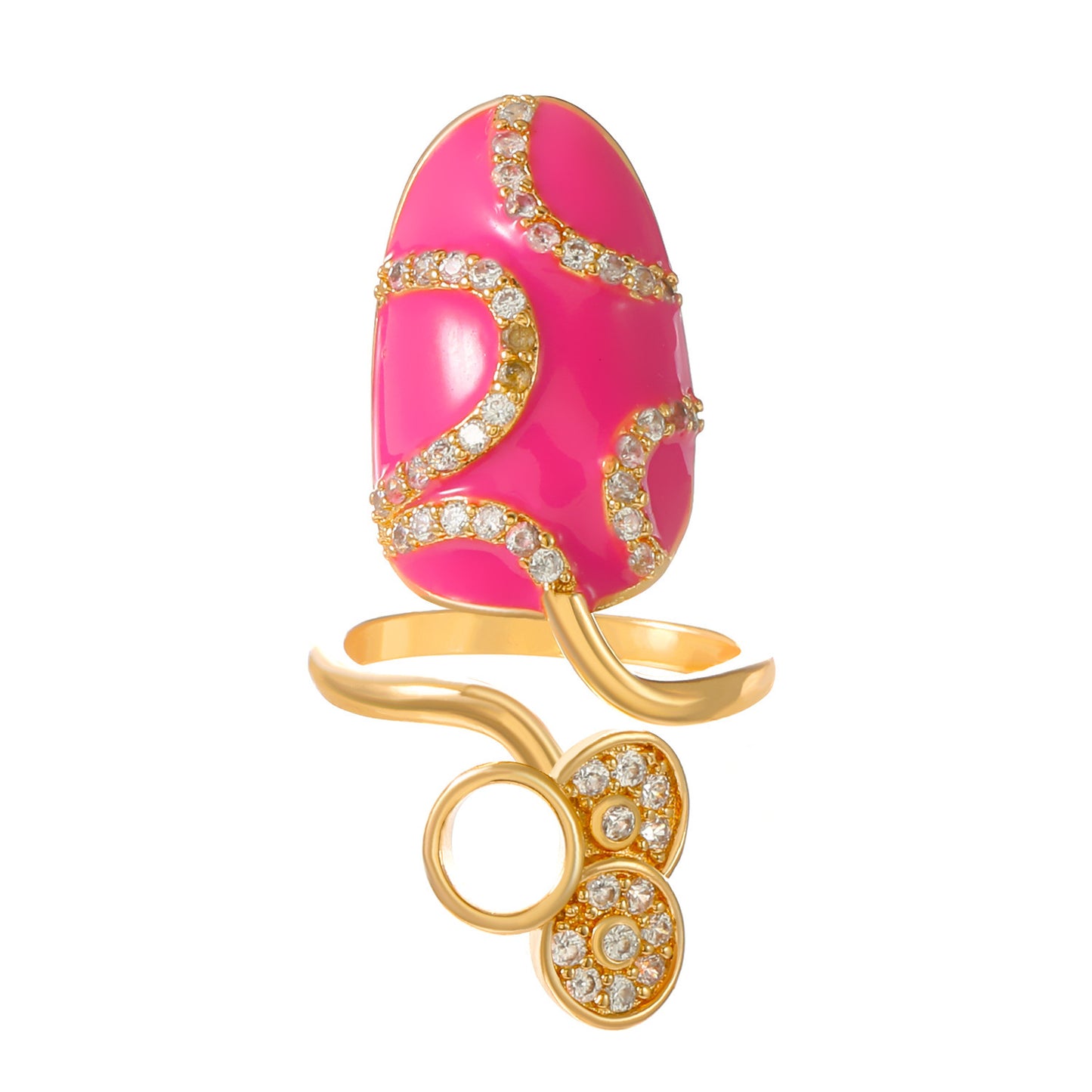 Zircon Oval Alloy Refined Personalized Dripping Nail Ring For Women